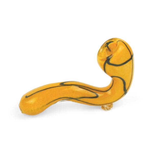 Yellow frit design glass sherlock pipe.