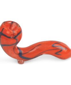 Orange frit design glass sherlock pipe.