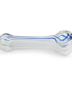 blue and wite stripe glass pipe.