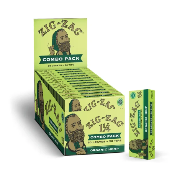 Zig-zag hemp combo paper and tip package.