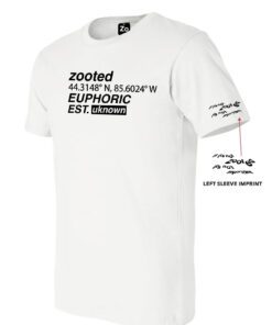 White tee shirt from Zooted showing sleeve.