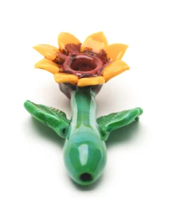 Empire Glassworks Sunflower dry pipe with green and red and yellow.