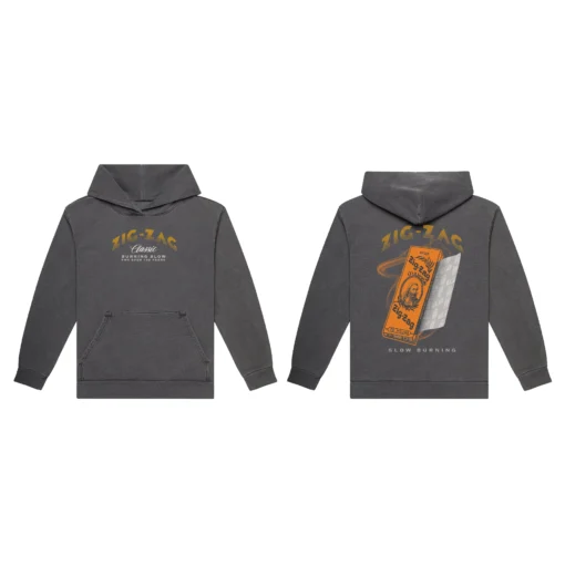 Orange logo hoodie from Zig-Zag showing front and back.