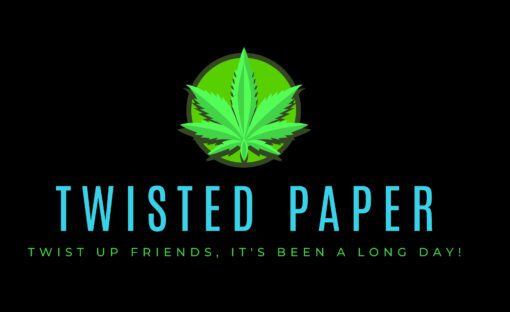 Twisted Paper 2024 logo design with pot leaf medallion in black. Showing logo.